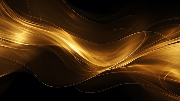 Abstract gold and orange waves on a black background