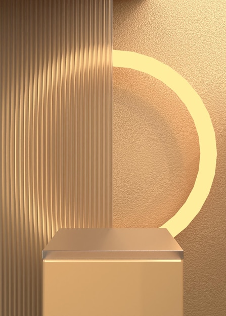 Abstract gold podium background for product presentation- 3d rendering