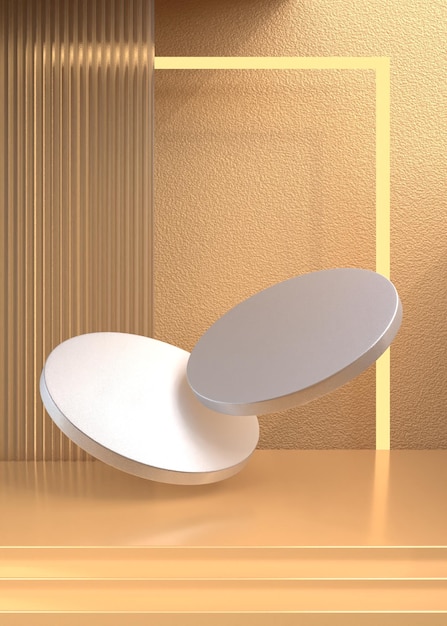 Abstract gold podium background for product presentation- 3d rendering