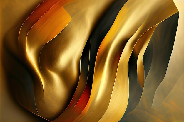 Abstract Gold Texture Background Bronze Waves Pattern Luxury Metallic Mockup with Copy Space Generative AI Illustration