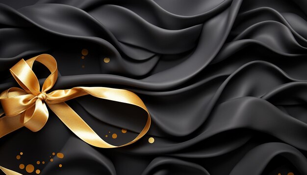 写真 黒い背景の抽象的な金色の波のパターン 人工知能によって生成されたエレガントな祝賀装飾