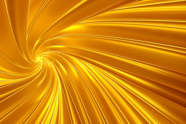 Абстрактный золотой фон из прокрутки объемных блестящих полос 3D иллюстрации