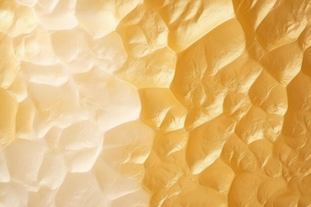 Abstract golden background with polystyrene foam texture illuminated by sunlight