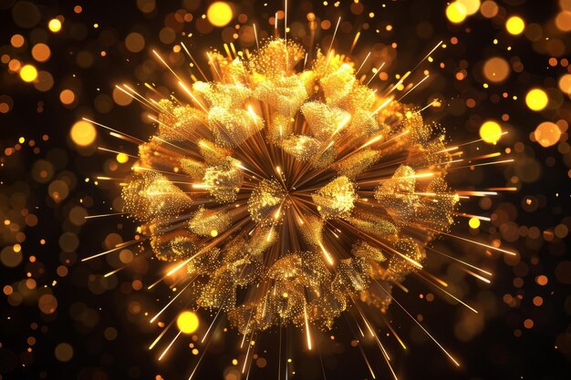Abstract golden background with starburst gold texture with particles coming from center