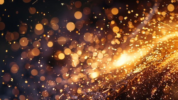 사진 어두운 배경에 추상적인 황금색 보케 빛 폭발