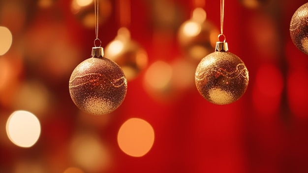 Abstract golden Christmas tree on red background