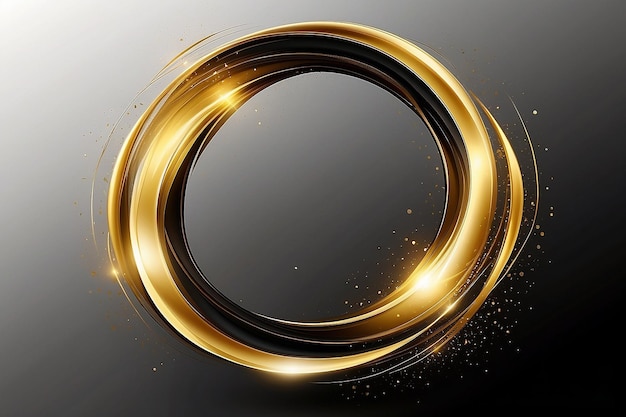 Photo abstract golden circle frame with a light effect on a black background illustration design element a