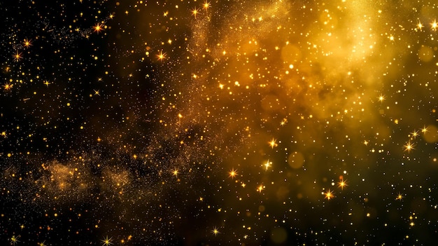 Abstract golden dust particles with sparkling bokeh effect perfect for backgrounds