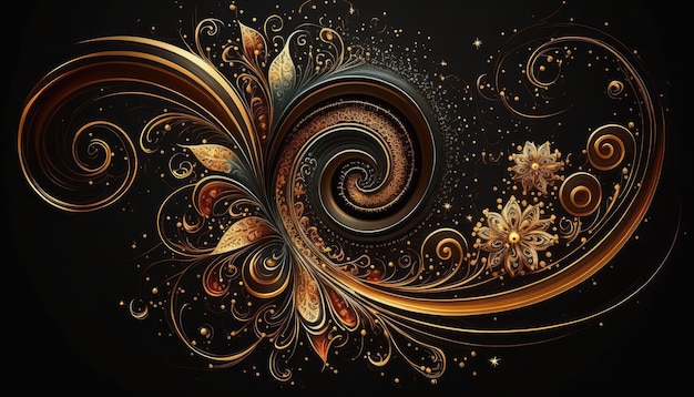Abstract golden floral backdrop add touch of elegance to wedding generative ai