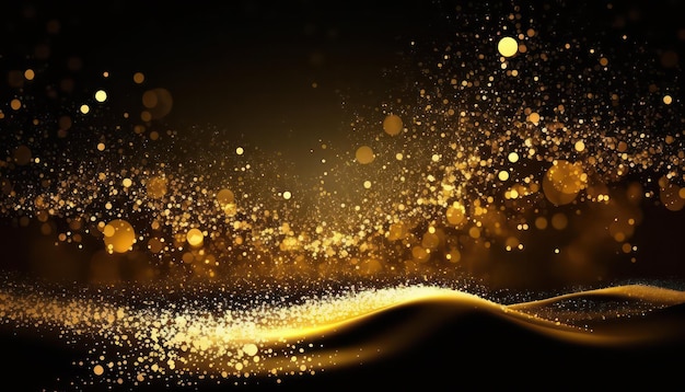 Photo abstract golden glitter wave background