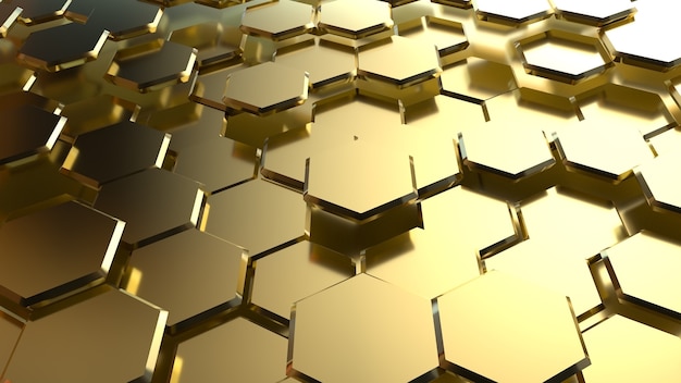 Abstract golden hexagonal background