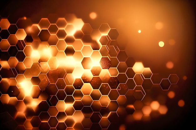 Abstract golden hexagons background honeycomb Generative AI