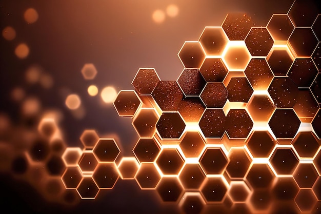 Abstract golden hexagons background honeycomb Generative AI