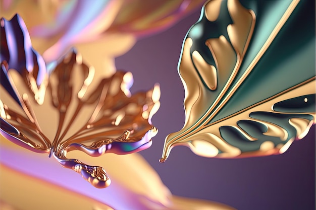 Abstract golden leaves banner botanical decor for your home generative ai