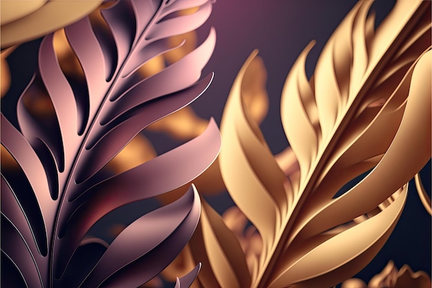 Abstract golden leaves fluid banner get a royal look generative ai