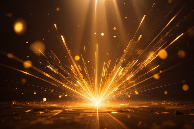 Abstract golden light rays with sparks