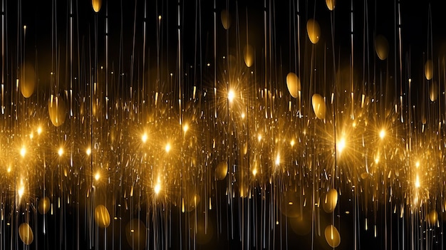 Photo abstract golden lights on black background generative ai