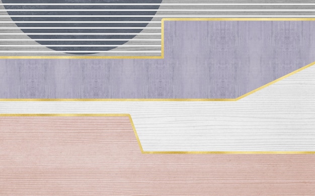 Abstract golden pink carpet composed of lines and geometric splicing patterns