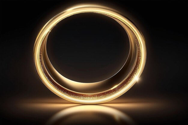 Abstract golden ring with light lines background