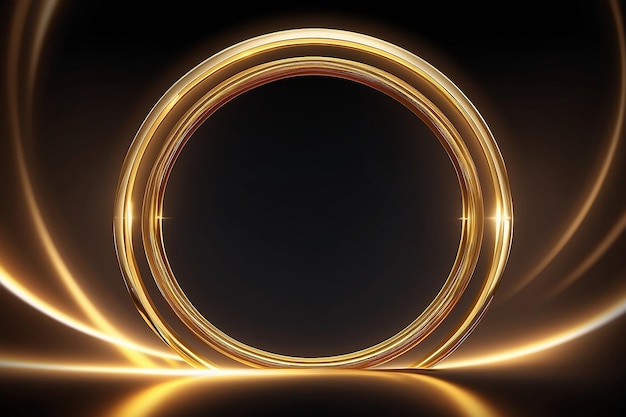 Abstract golden ring with light lines background