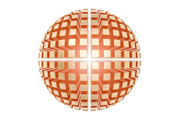 Photo abstract golden sphere from many parts business logo 3d rendering