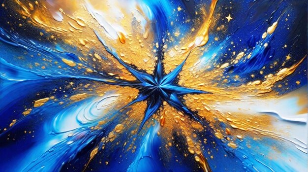 Abstract golden star in blue white wallpaper