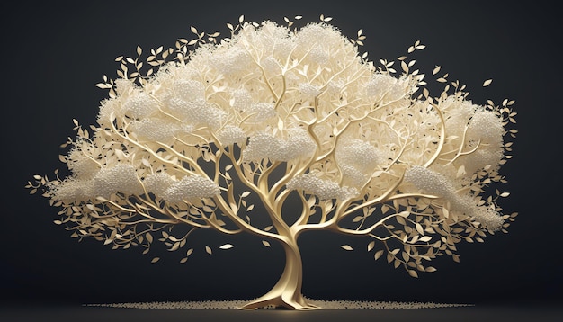 Abstract golden treeAerial foliageGenerative ai