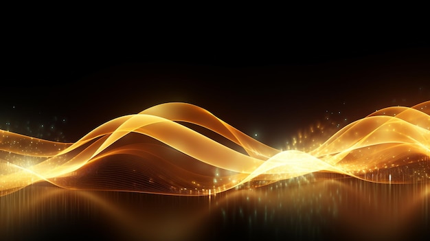 Abstract golden wave on dark background