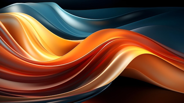 abstract golden wave in the style of dark orange and dark azure