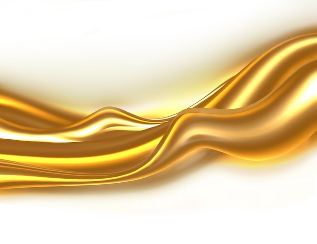 白い背景の上の抽象的な黄金の波