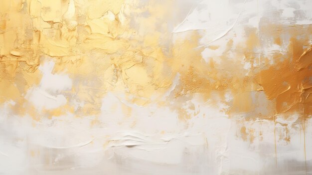 Abstract goud en wit olieverfschilderij op canvas textuur achtergrond Close-up van acrylverfstreken