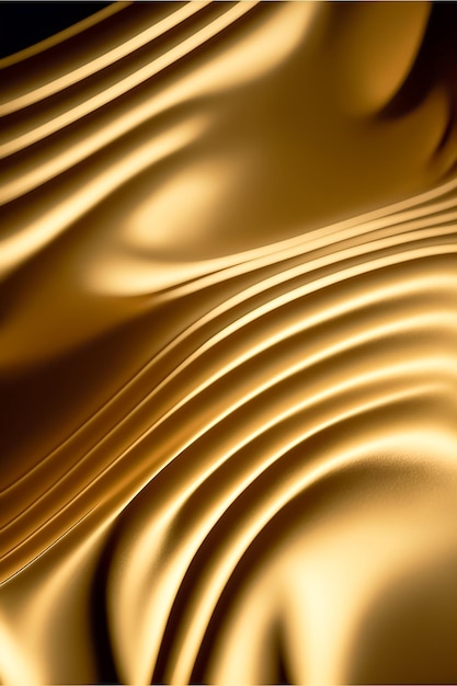 Abstract gouden golvende curve modern op een luxe textuur materiële gouden achtergrond Ai gegenereerd