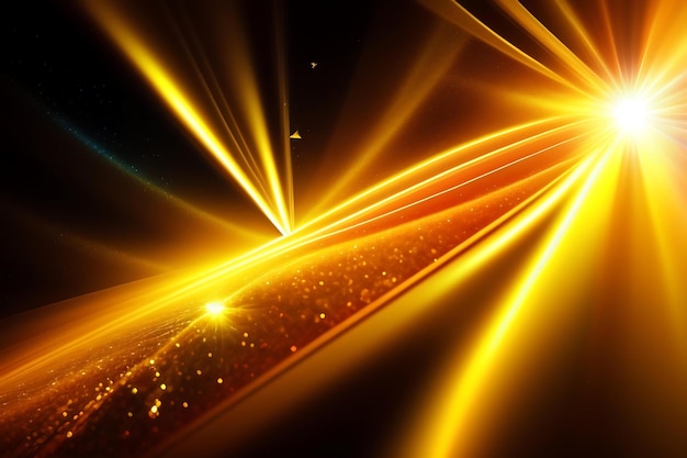 Abstract gouden kristal zwevend in de ruimte Zonnestralen en stralen gebroken door prisma