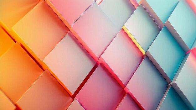 Abstract Gradient Background 3d Squares Pattern Spring Pastel Geometric Banner AI Generative