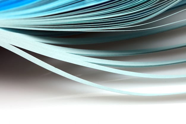 Abstract gradient blue color wave curl strip paper background. 