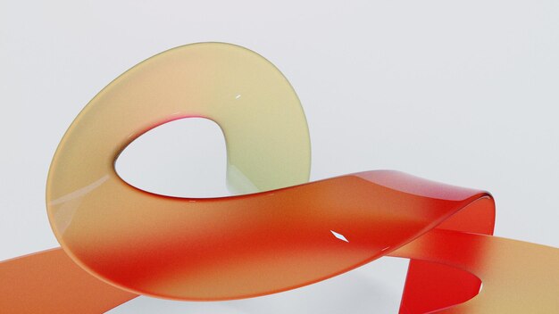 アブストラクトグラディエントガラスの幾何学 背景 オレンジ色 カラフルカーブガラスの分散 3Dレンダリング