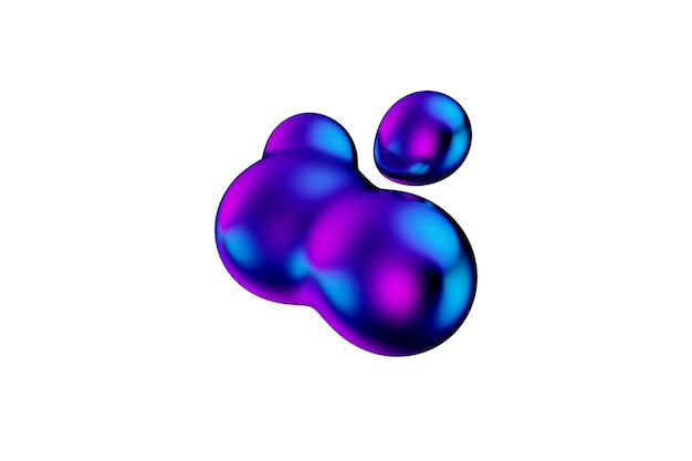 Abstract gradient metaball liquid blob 3d render