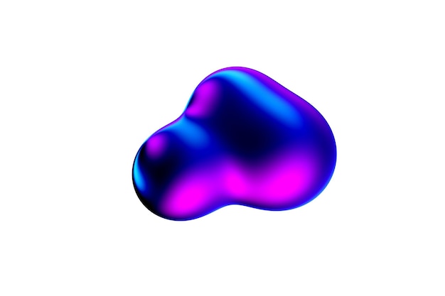 Abstract gradient metaball liquid blob 3d render