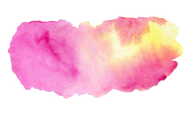 Photo abstract gradient pink and yellow watercolor splash on white background