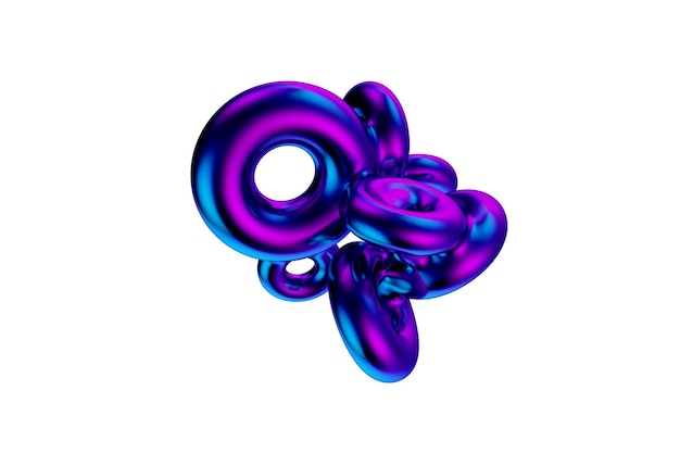 Abstract gradient torus liquid blob 3d render