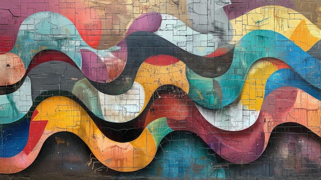Photo abstract graffiti wall background crafted to serve as a pop art backdrop this conceptual piece not based on a real photo blends bold colors and dynamic patterns ai generative