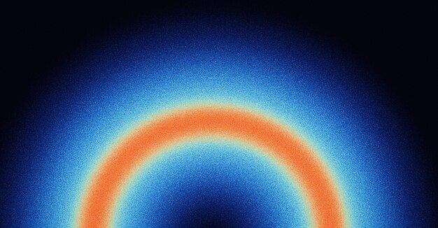 Абстрактный зернистый фон светящийся цветовой градиент синий оранжевый красный яркий круг кольцевая рамка