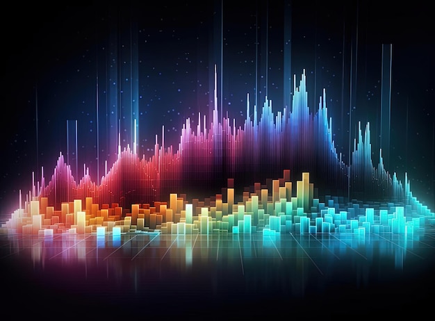 an abstract graph is accompanied by lots of lights in the style of colorful fantasy