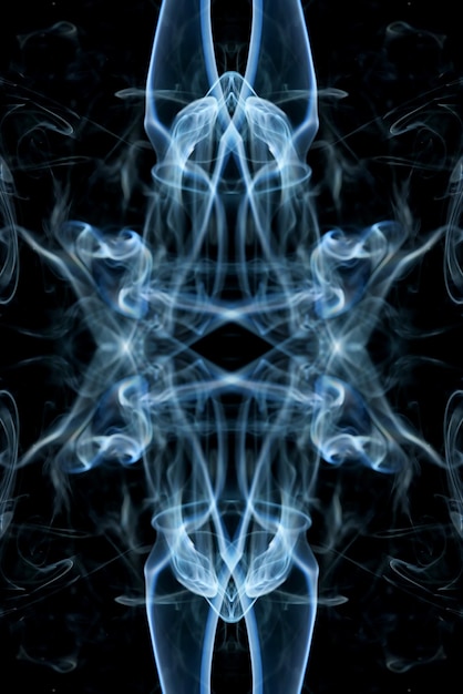 abstract graphics black blue fractal reflection symbol, design effect meditation background