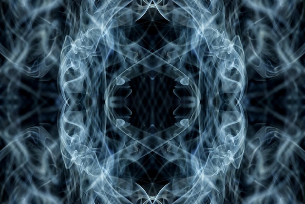 abstract graphics black blue fractal reflection symbol, design effect meditation background