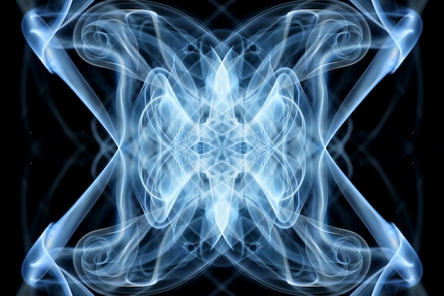 abstract graphics black blue fractal reflection symbol, design effect meditation background