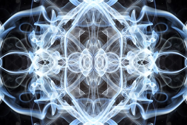 Photo abstract graphics black blue fractal reflection symbol, design effect meditation background