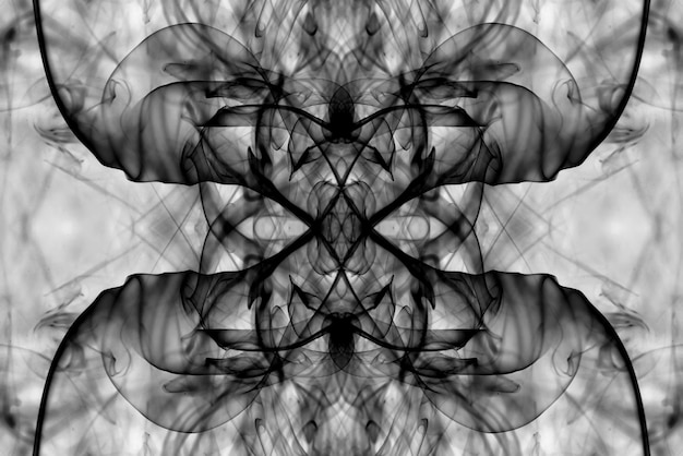 abstract graphics black white fractal reflection symbol, design effect meditation background