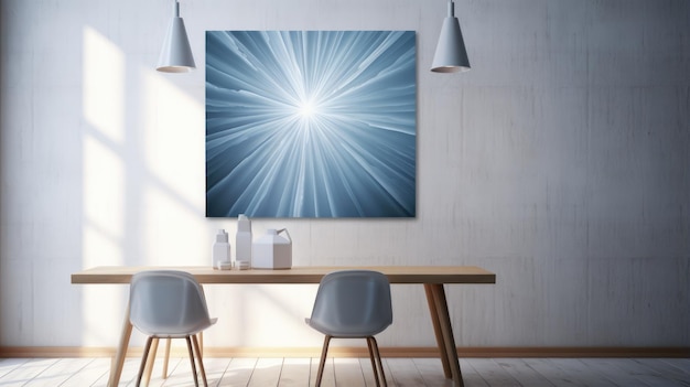 Abstract gray blue canvas illuminated by a multitude of radiant beams of light