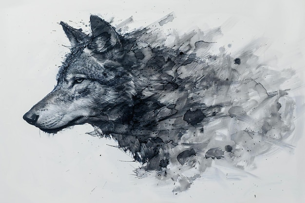 an abstract gray head of a black wolf high quality high resolution